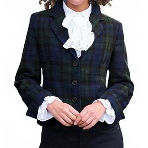 NEW ELIZ SCOTT women's parker harrish tweed peplum jacket in black watch